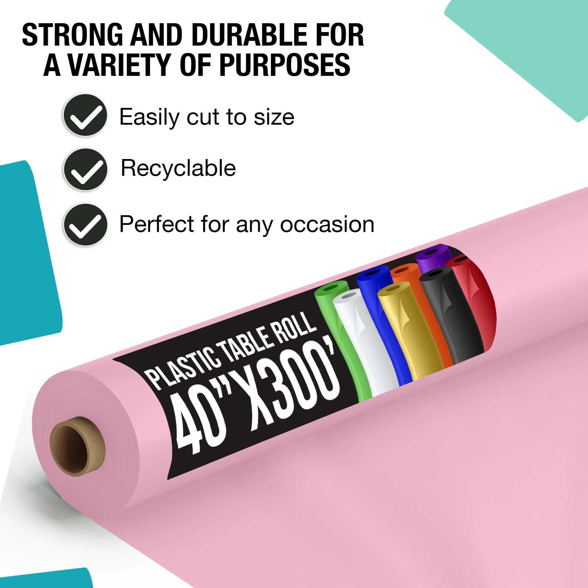40 In. x 300 Ft. Premium Pink Table Roll