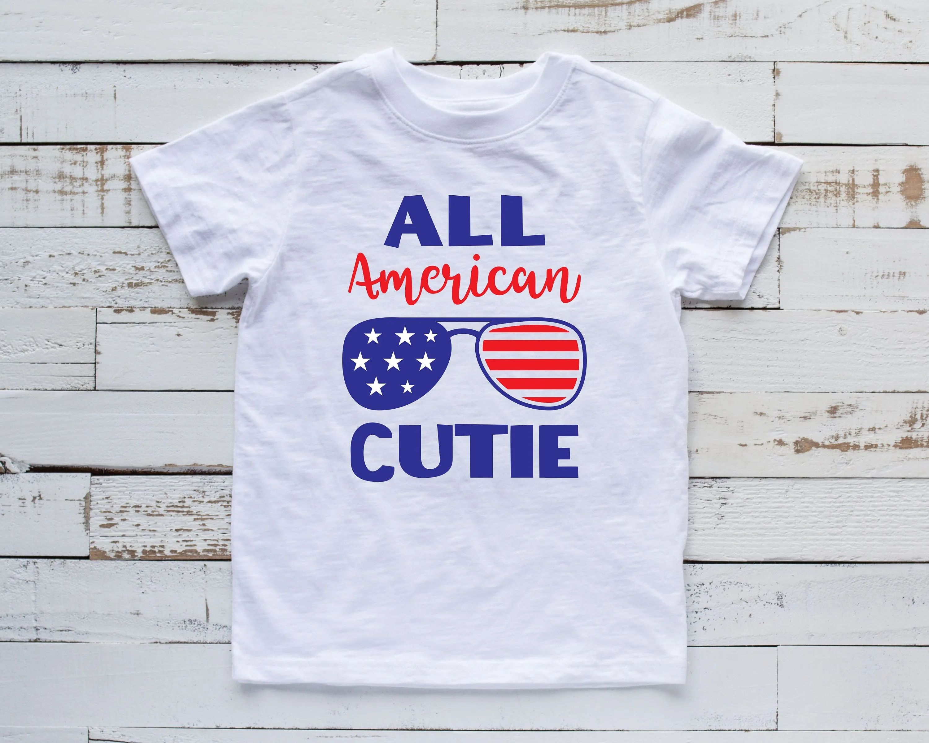 All American Cutie - Youth Fourth Of July Shirt - Memorial Day - Red White and Blue