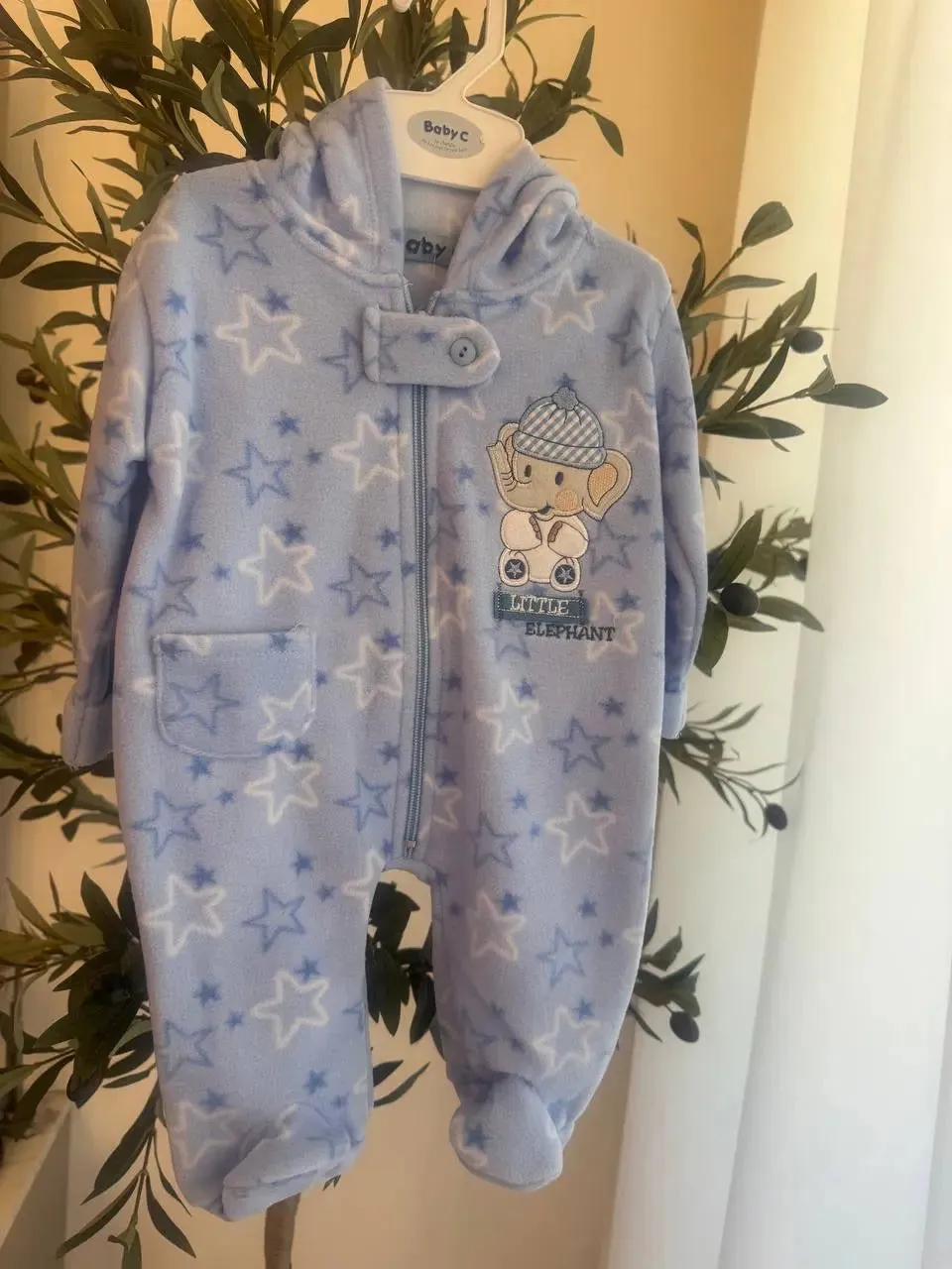 Baby Boy Fleece Overall – Elephant Design