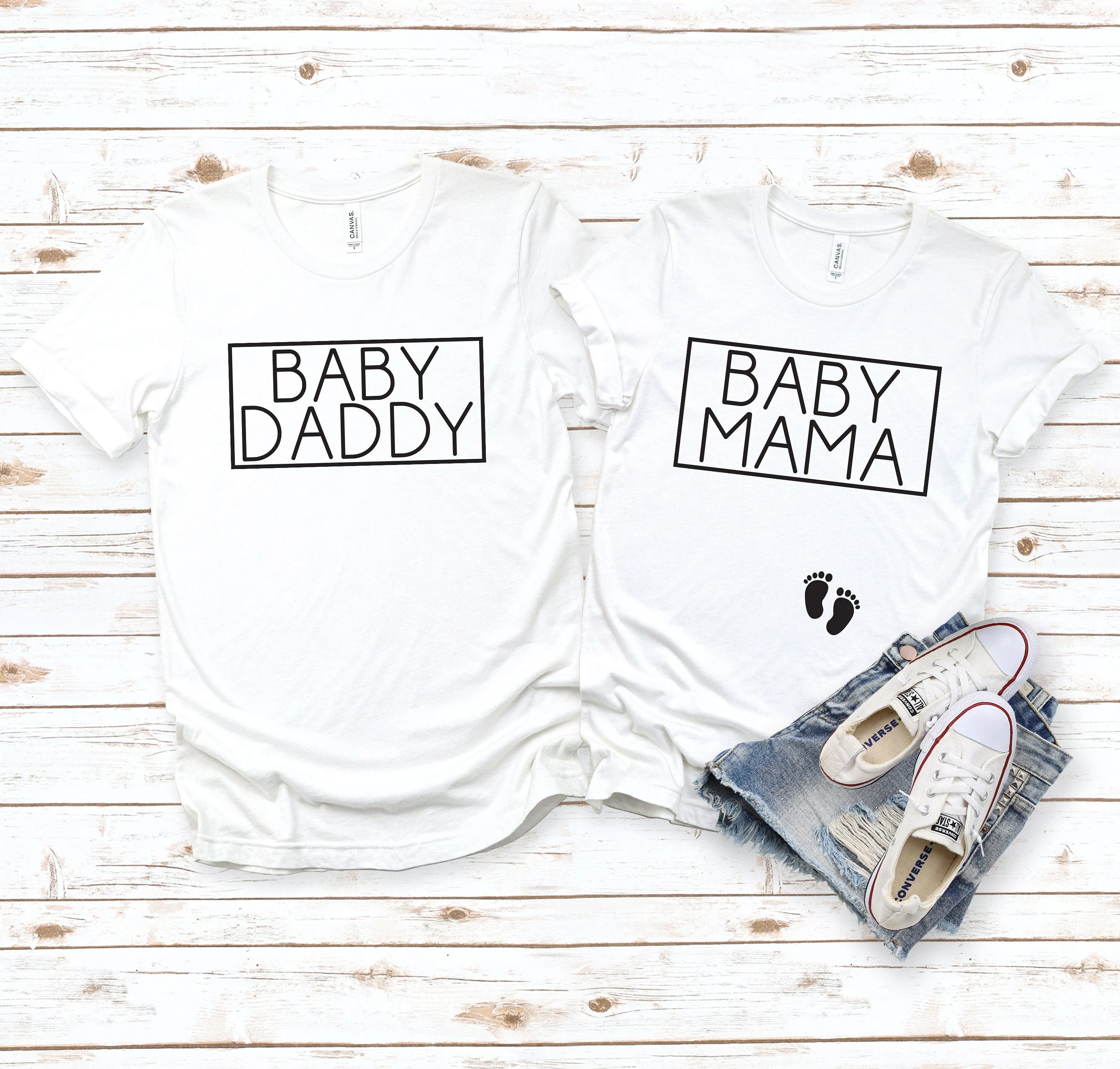 Baby Mama Baby Daddy Couples Shirt - Matching Parents Shirts - Reveal - Baby Announcement Shirt - Soon To Be Parents