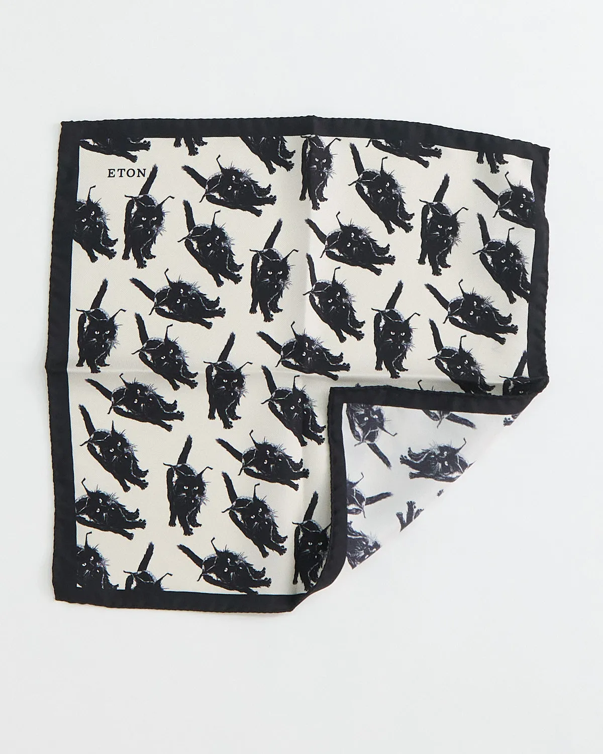 Black Cat Silk Pocket Square