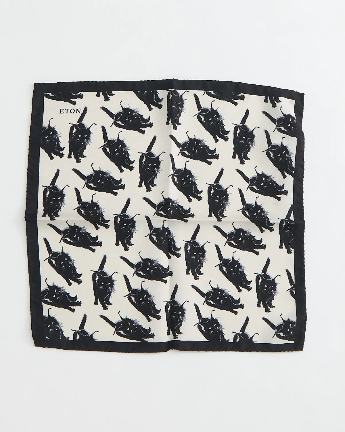 Black Cat Silk Pocket Square