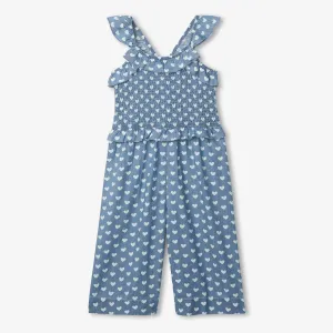 Chambray Hearts Smocked Romper