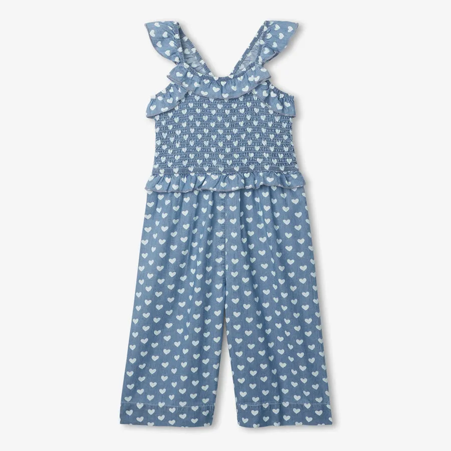 Chambray Hearts Smocked Romper
