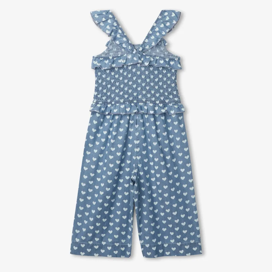 Chambray Hearts Smocked Romper