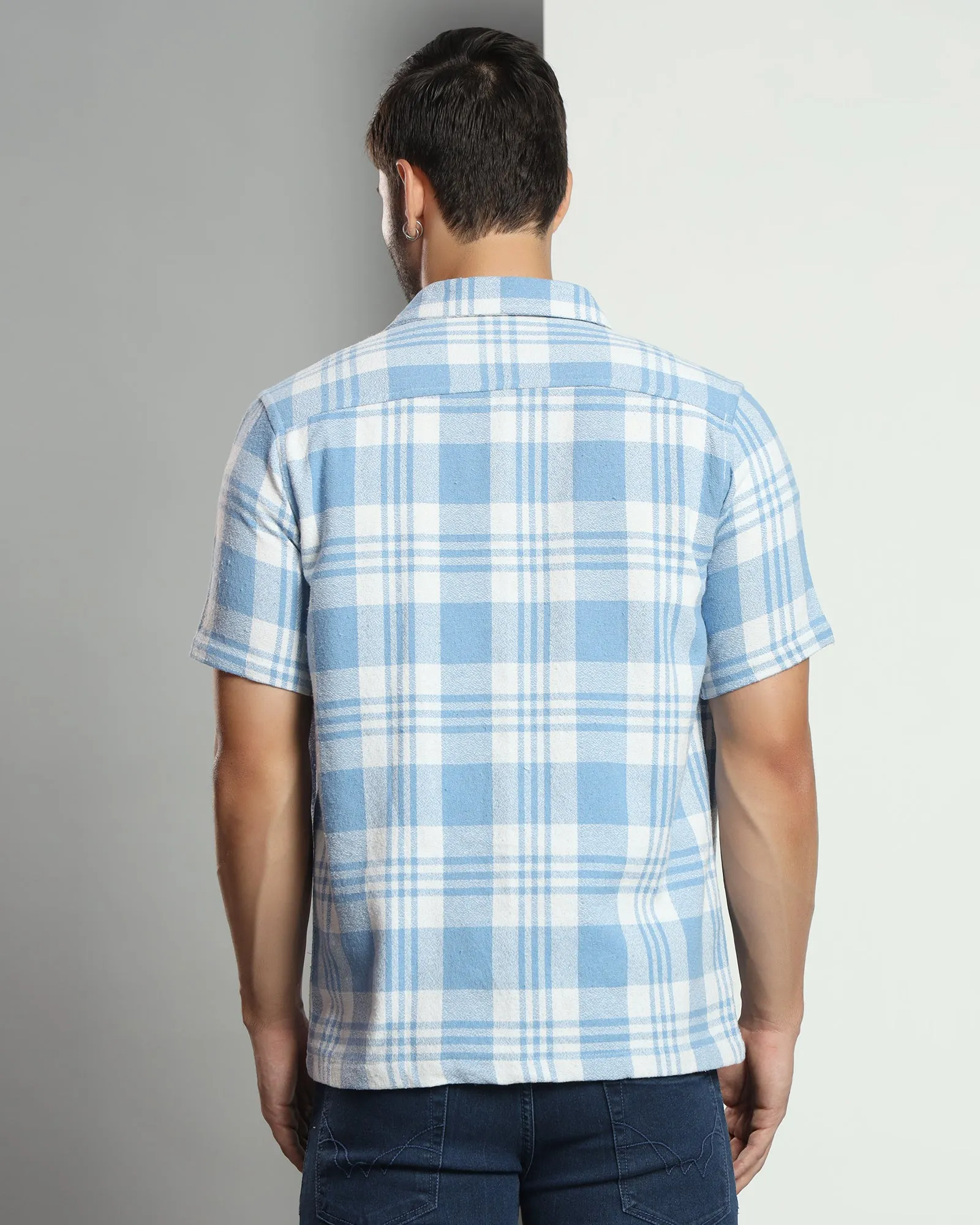 Chimpaaanzee Men Blue & White Regular Fit Shirt