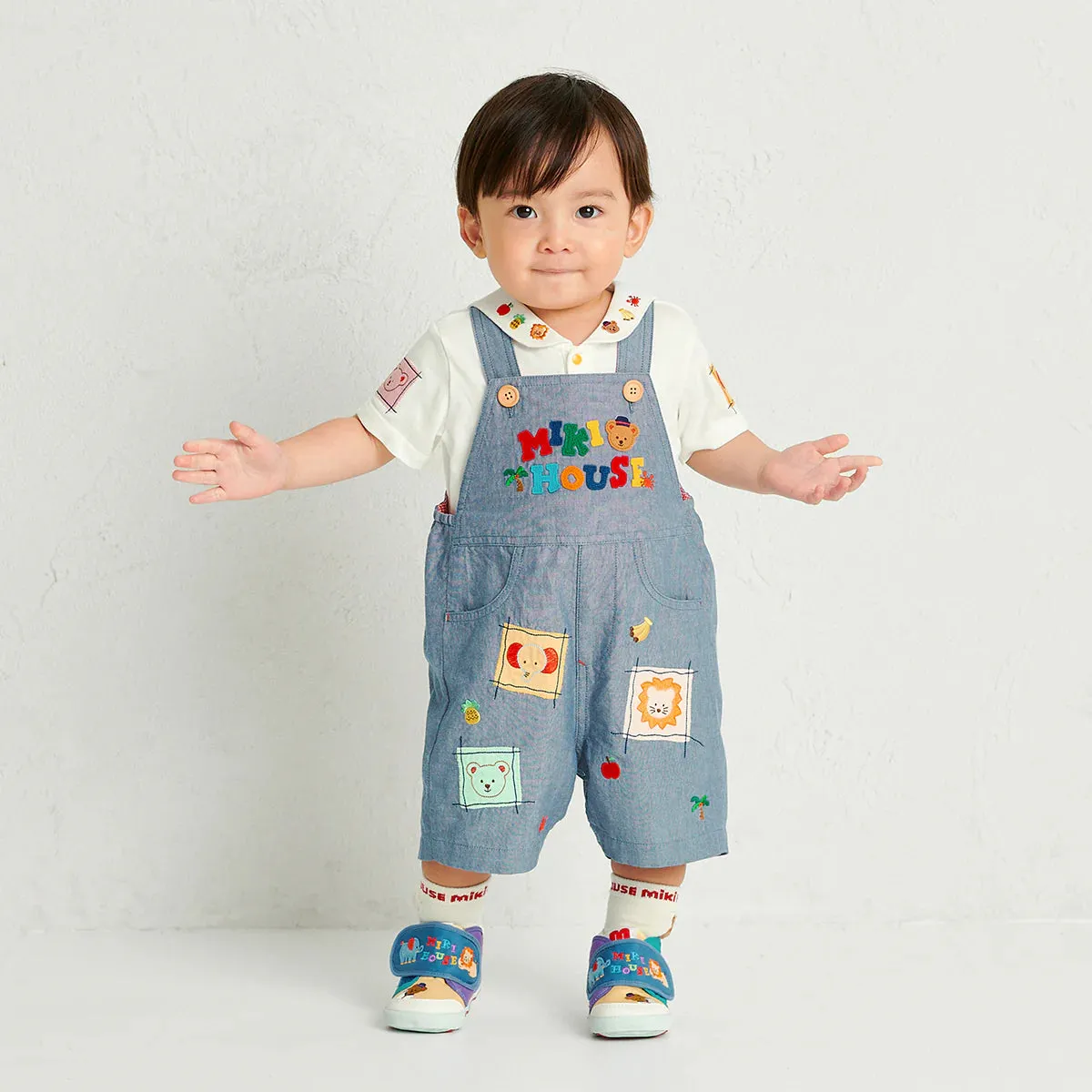 Classic MIKI HOUSE Bear Logo Sailor Collar Blouse