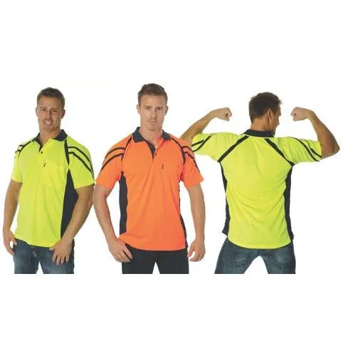 Cool Breathe Stripe Panel Polo Shirt - Short Sleeve - 3979