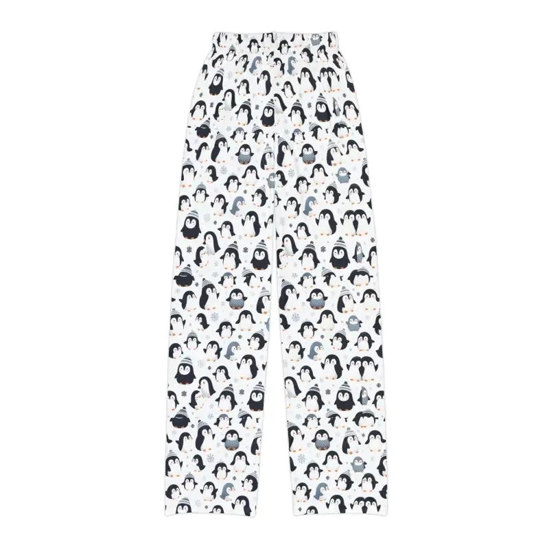 Cozy Winter Kids Pajama Pants Penguins Snowflakes