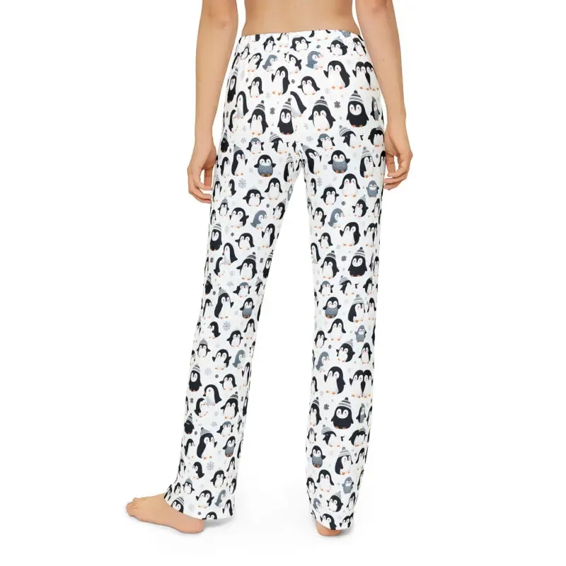 Cozy Winter Kids Pajama Pants Penguins Snowflakes