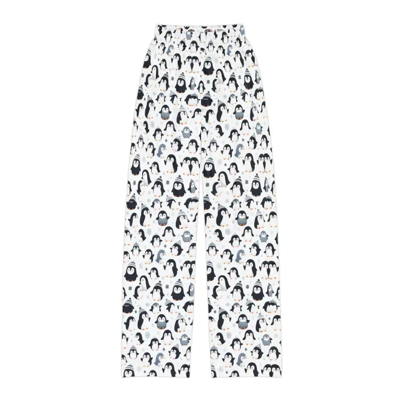 Cozy Winter Kids Pajama Pants Penguins Snowflakes