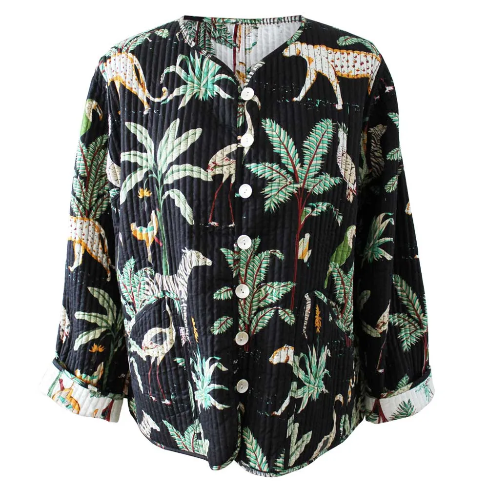 Cream Safari/ Safari At Night Quilted Reversible Jacket