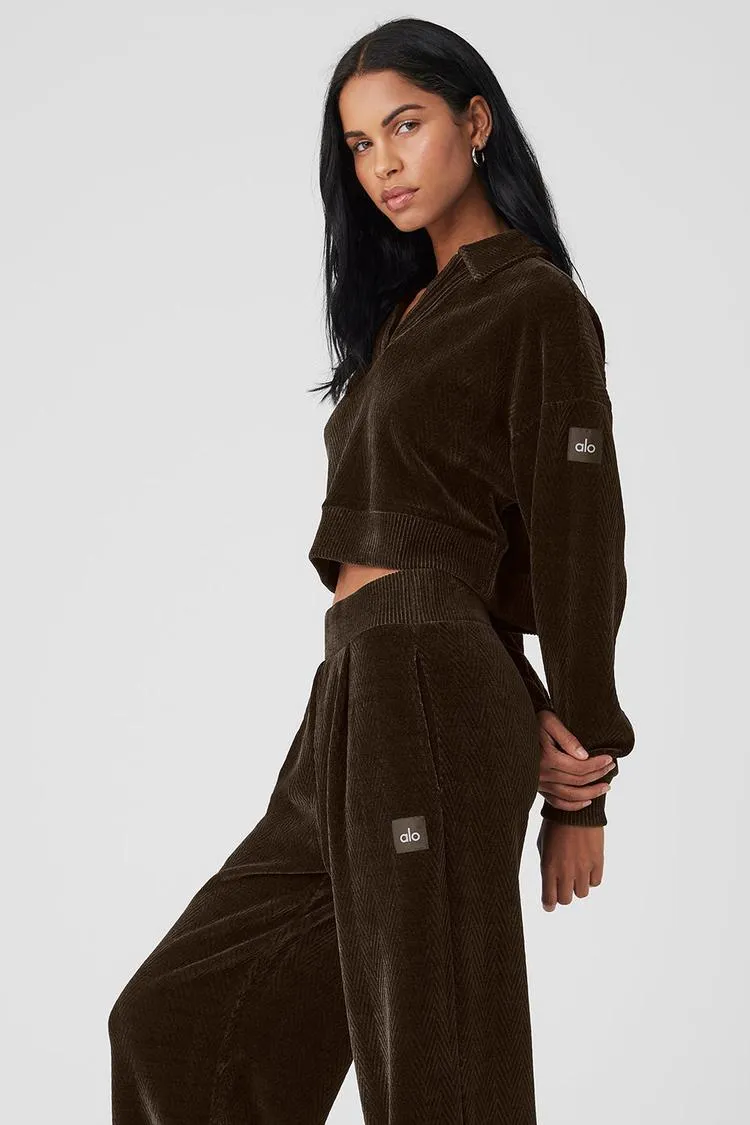 CROPPED COZY DAY HENLEY PULLOVER