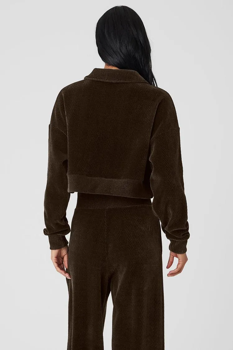 CROPPED COZY DAY HENLEY PULLOVER