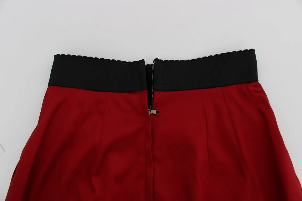 Dolce & Gabbana Elegant Red Lace High-Waist Skirt