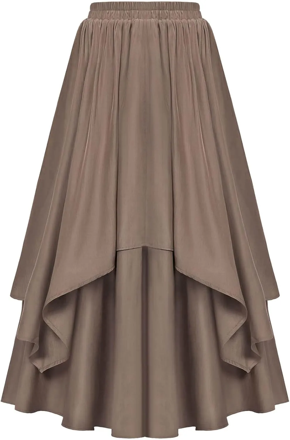 Double Layered Long Skirt for Women Trendy Asymmetrical Ruffle A Line Skirts Vintage High Waisted Long Skirt