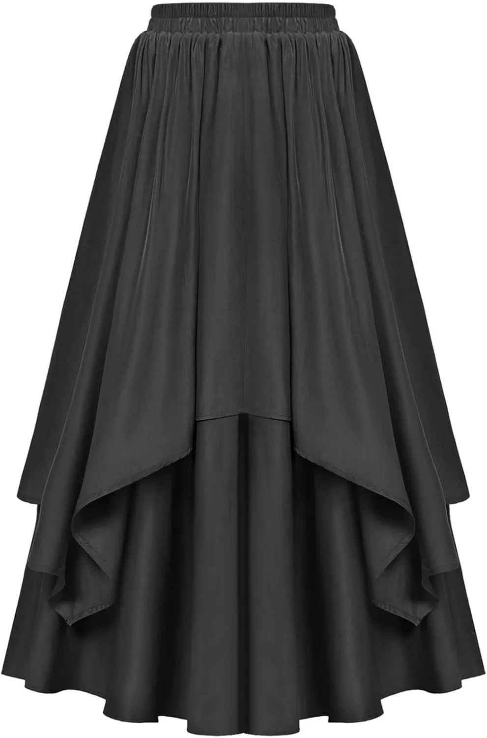 Double Layered Long Skirt for Women Trendy Asymmetrical Ruffle A Line Skirts Vintage High Waisted Long Skirt