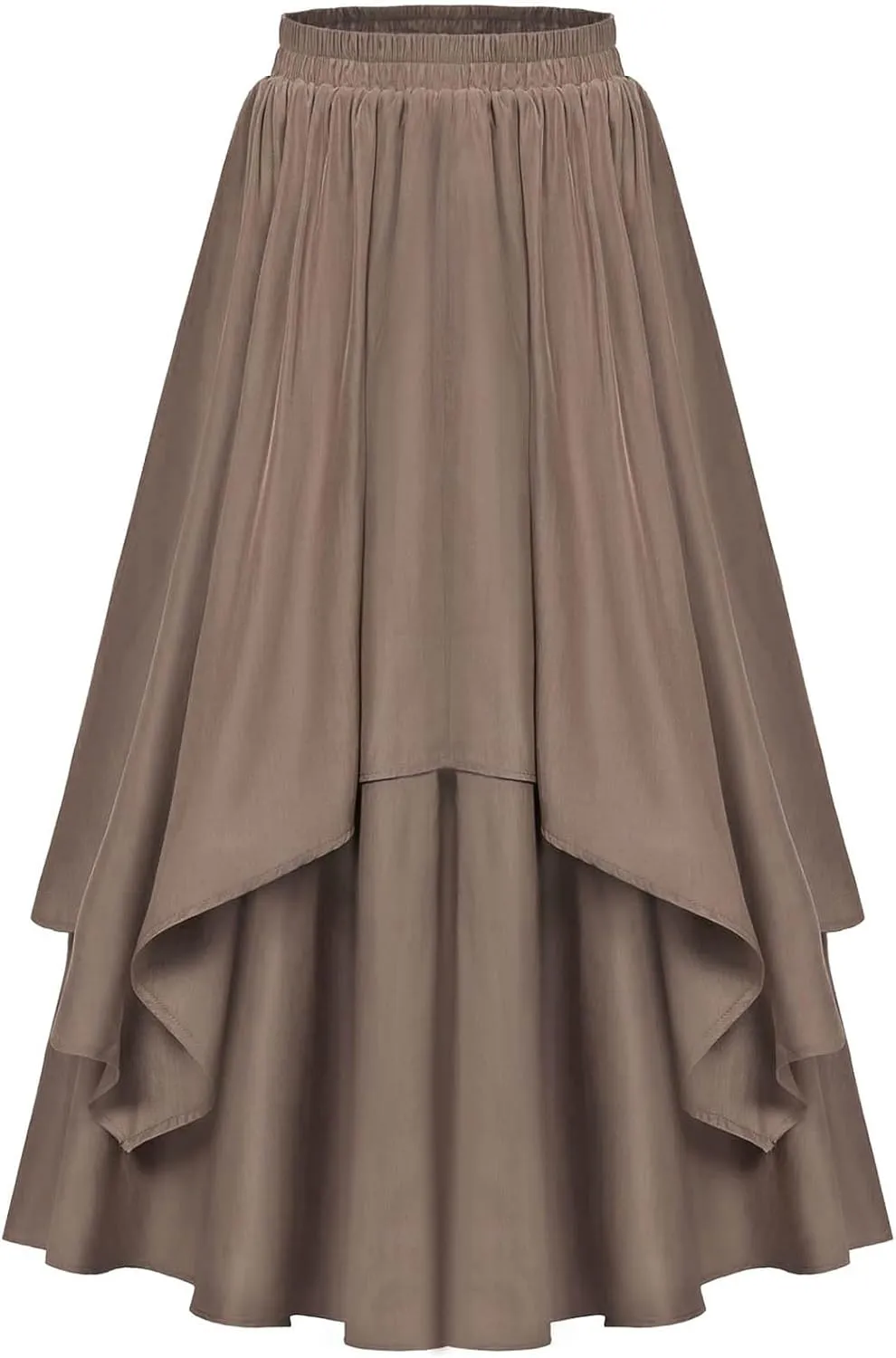 Double Layered Long Skirt for Women Trendy Asymmetrical Ruffle A Line Skirts Vintage High Waisted Long Skirt