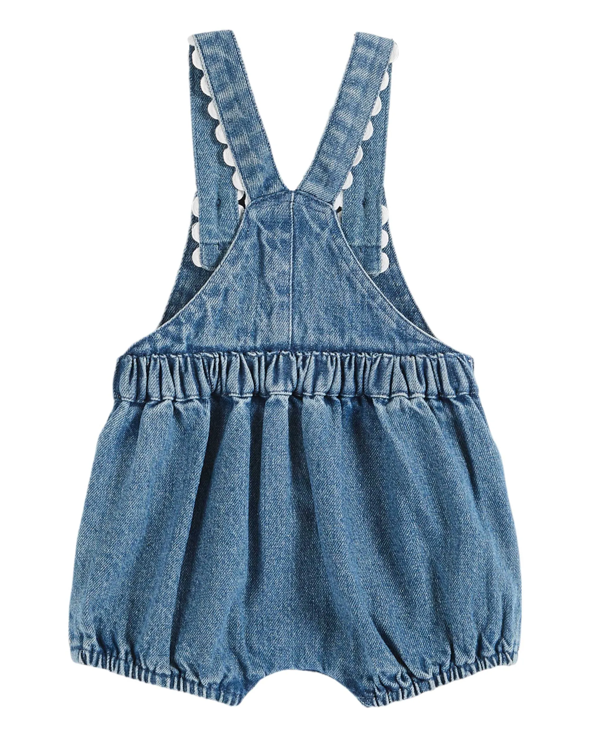 Emile et Ida Denim Embroidered Short Overall