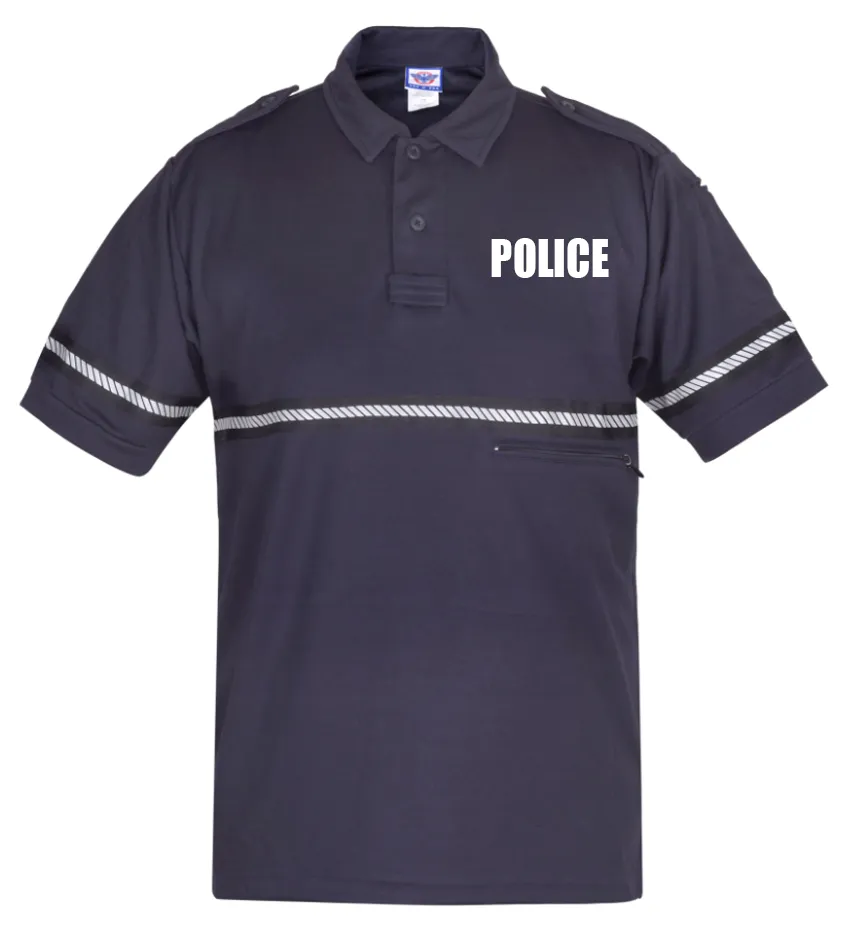 First Class Two Tone Police Bike Patrol Shirt with Zipper Pocket and Hash Stripes