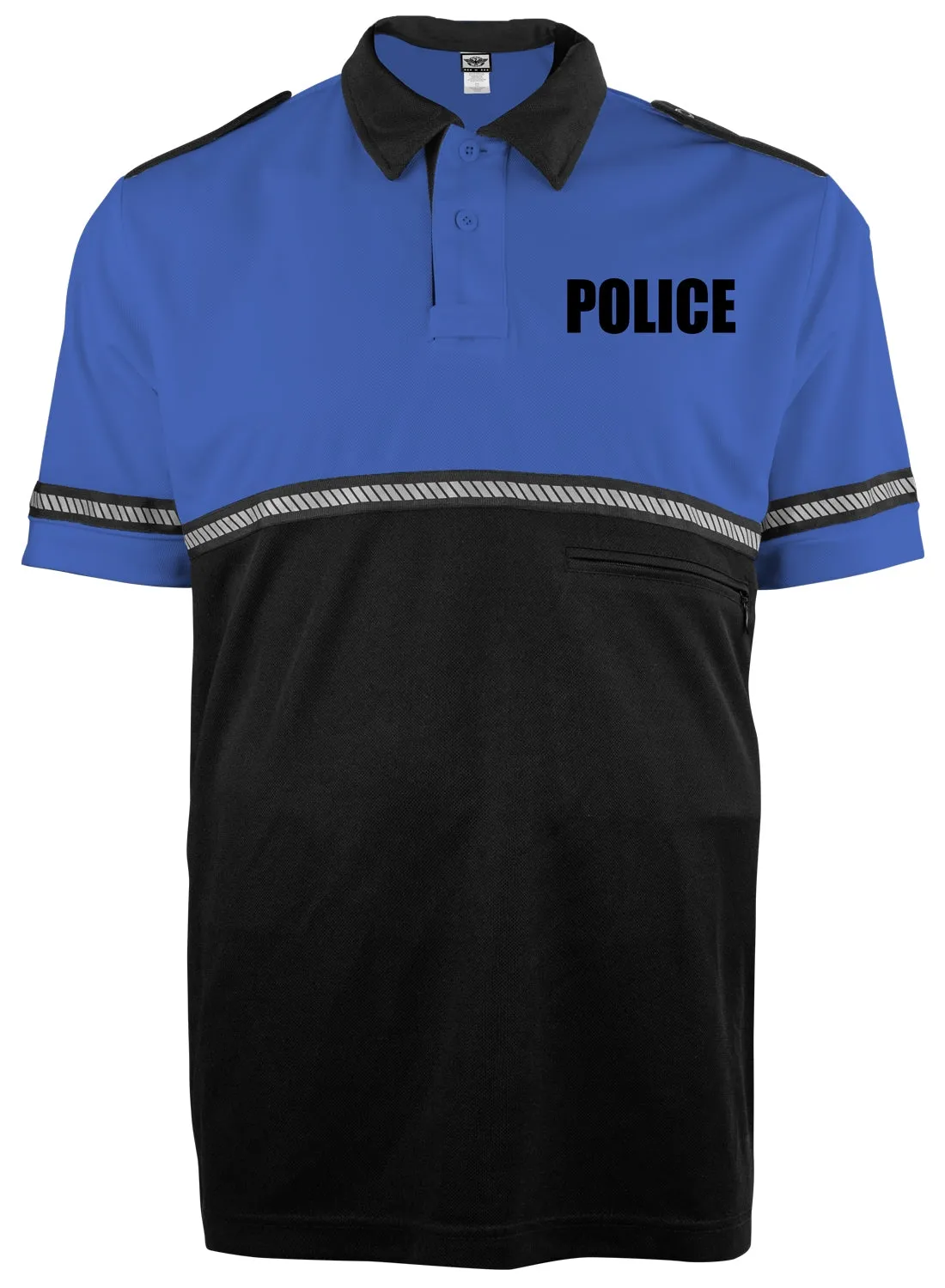 First Class Two Tone Police Bike Patrol Shirt with Zipper Pocket and Hash Stripes