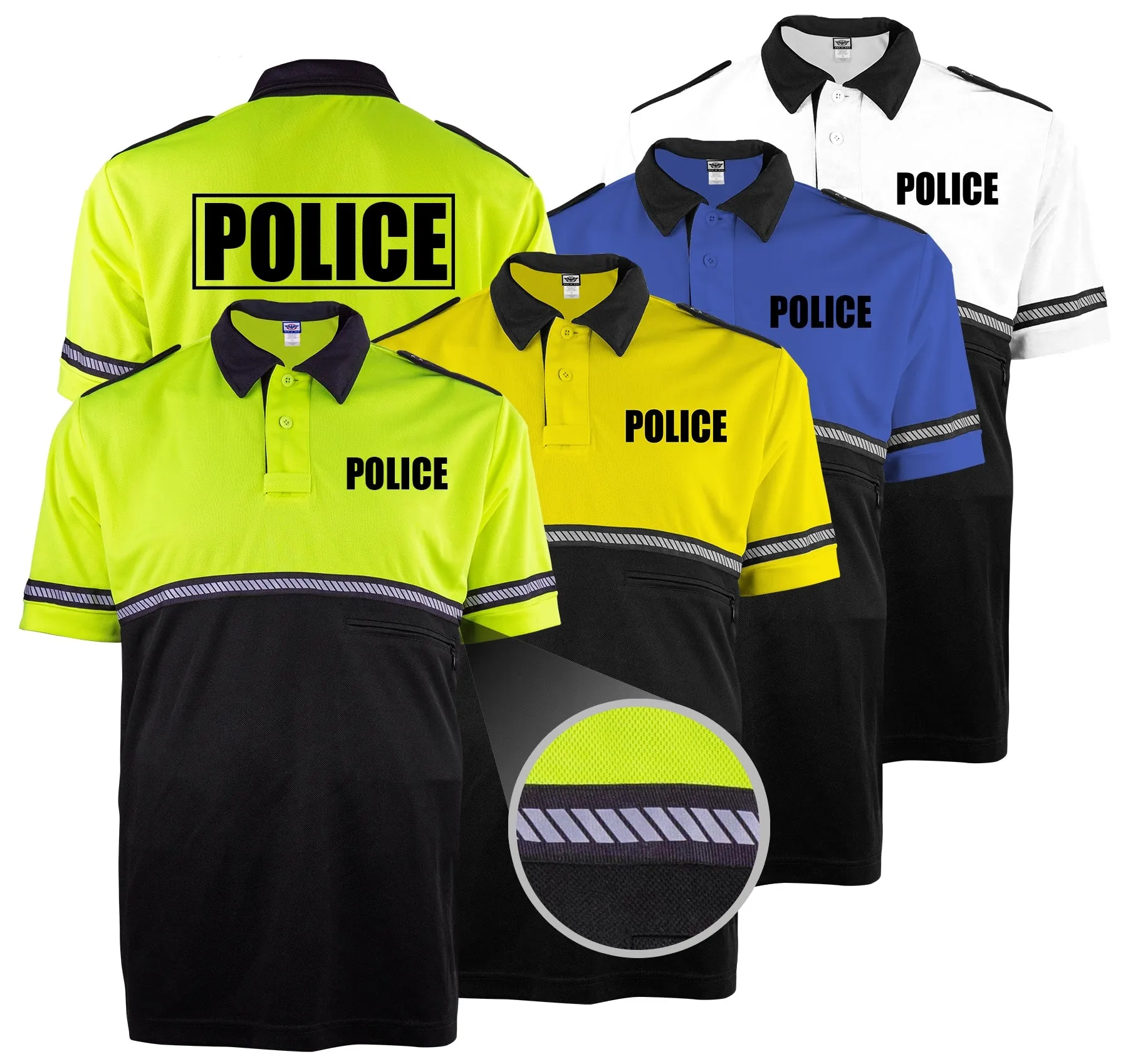 First Class Two Tone Police Bike Patrol Shirt with Zipper Pocket and Hash Stripes