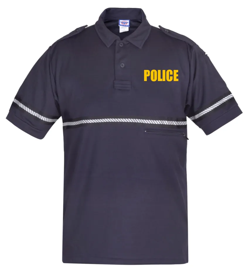 First Class Two Tone Police Bike Patrol Shirt with Zipper Pocket and Hash Stripes
