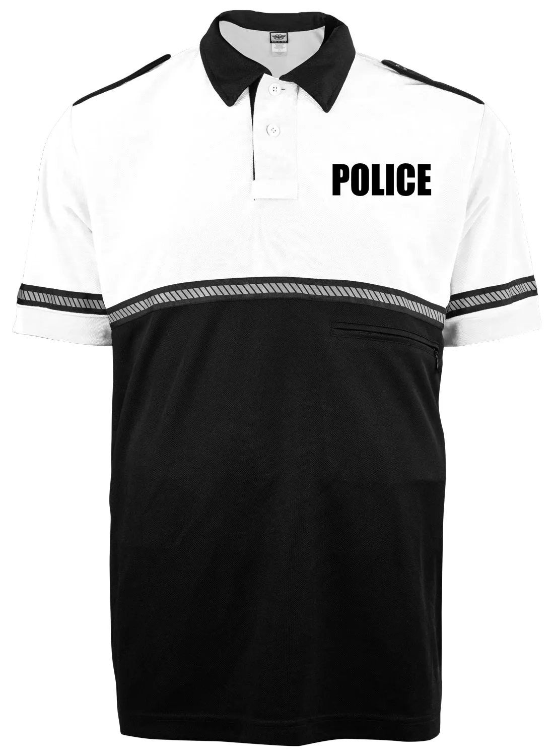 First Class Two Tone Police Bike Patrol Shirt with Zipper Pocket and Hash Stripes
