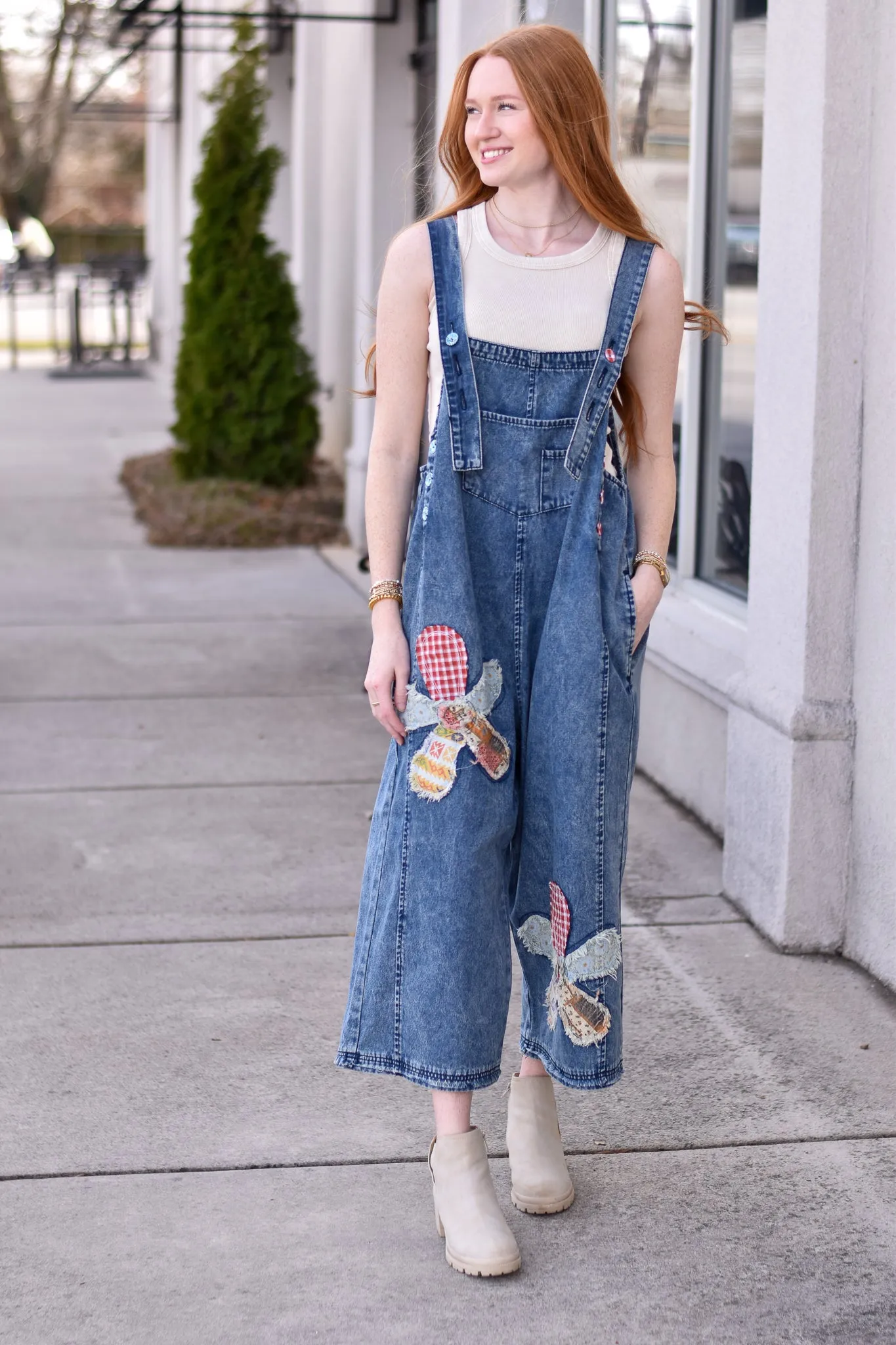 Floral Patch Overalls