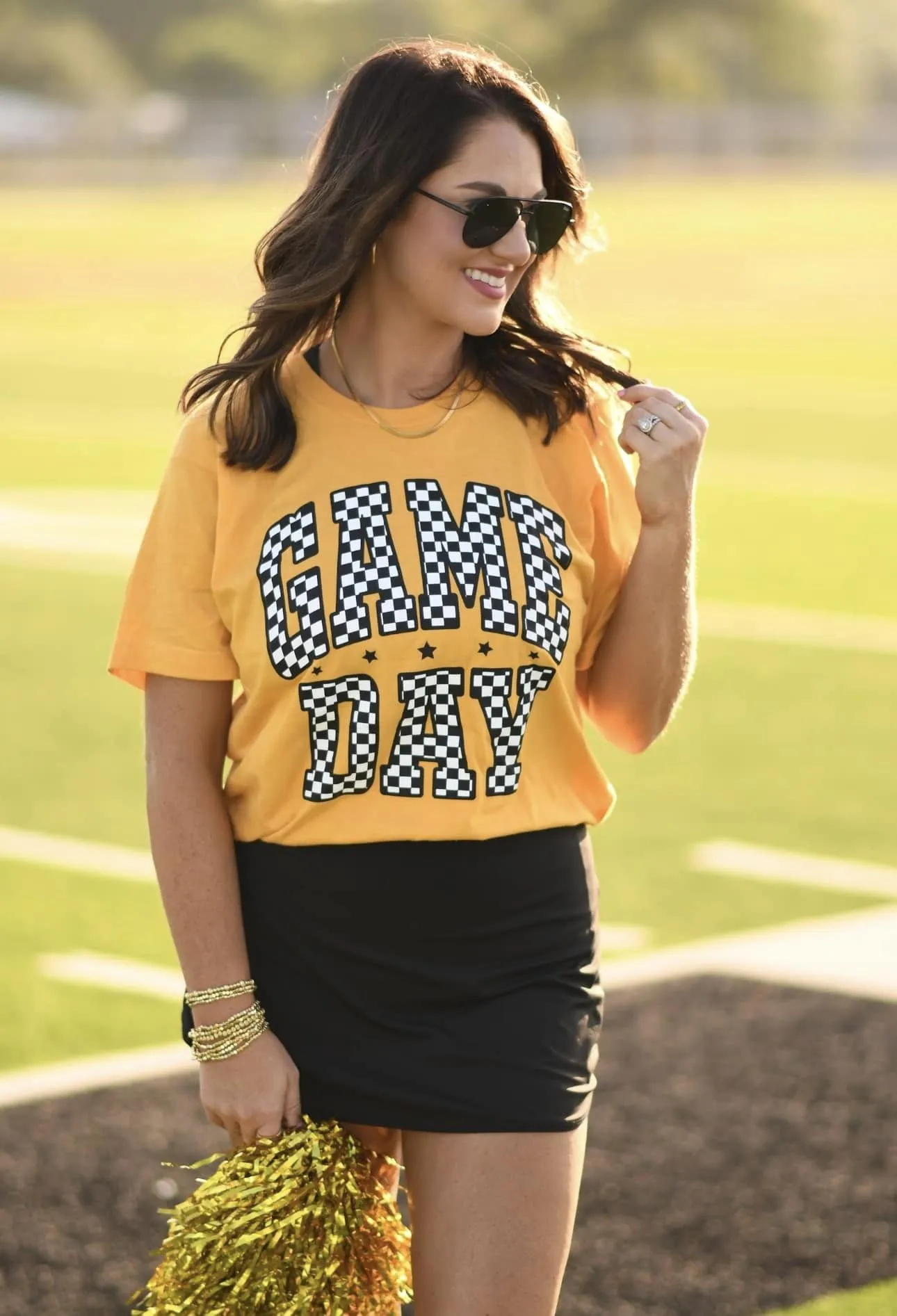 Gameday Check Tee-Gold