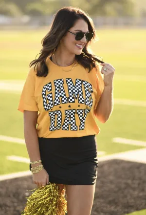 Gameday Check Tee-Gold