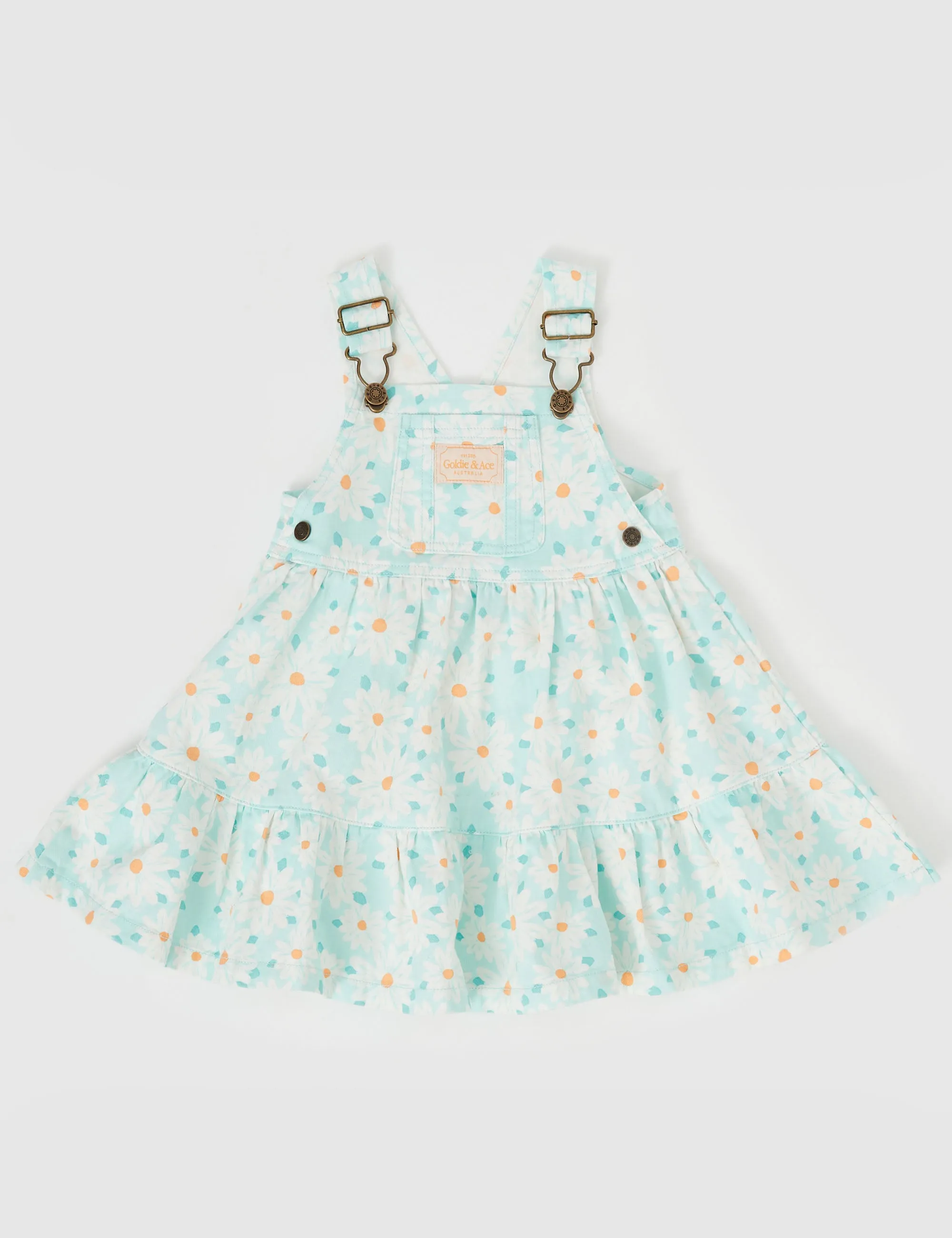 Goldie   Ace Tully Tiered Pinafore Dress Daisy Delight Lagoon
