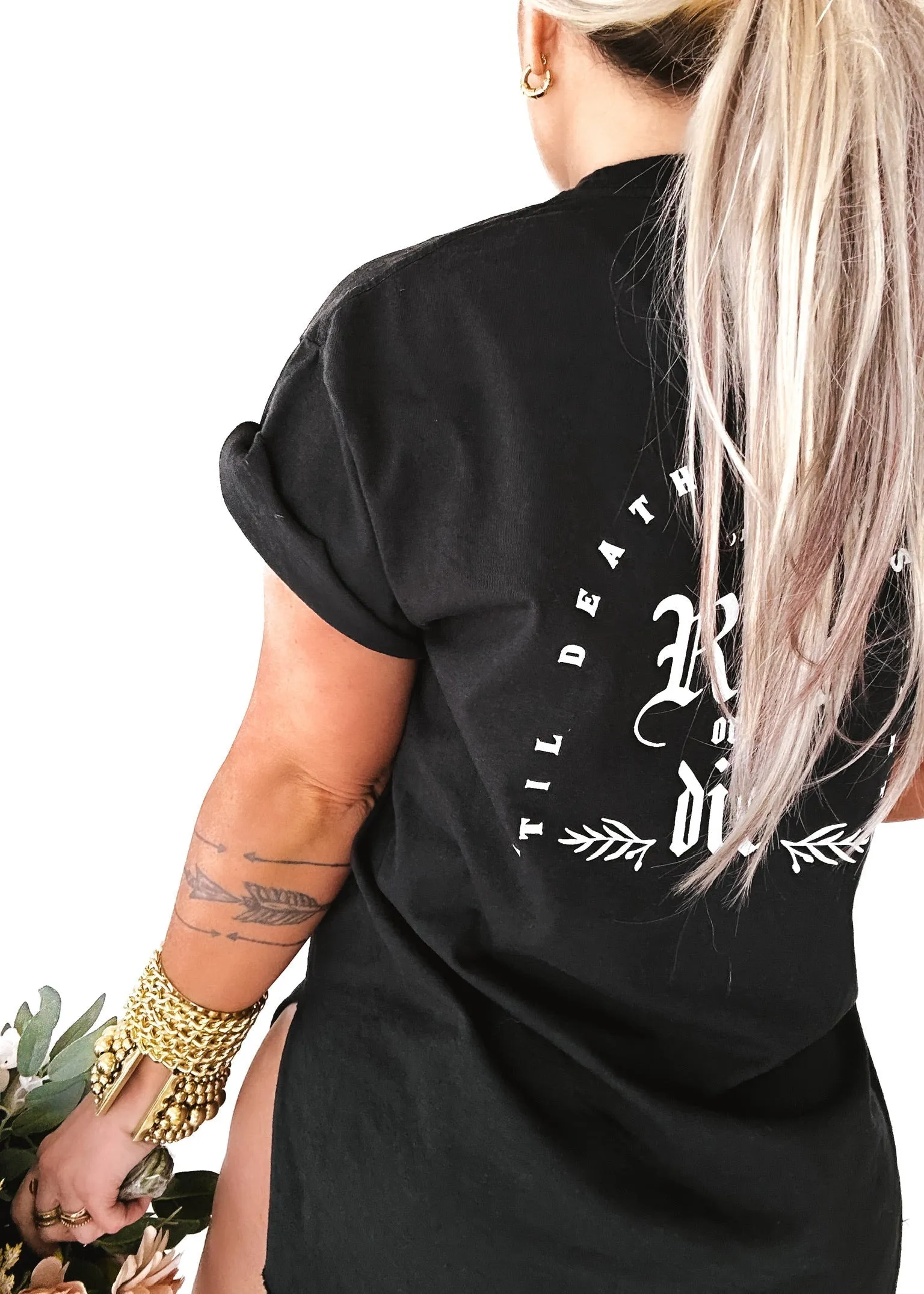 GOTHIC RIDE OR DIE SIDE SLIT TEE