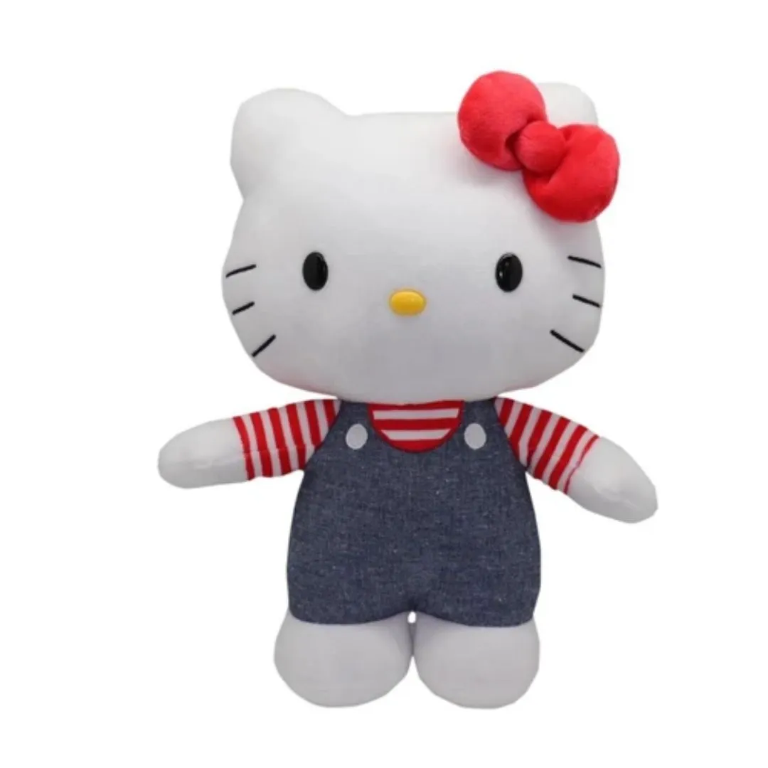 Hello Kitty White Blue Overalls Medium Plush
