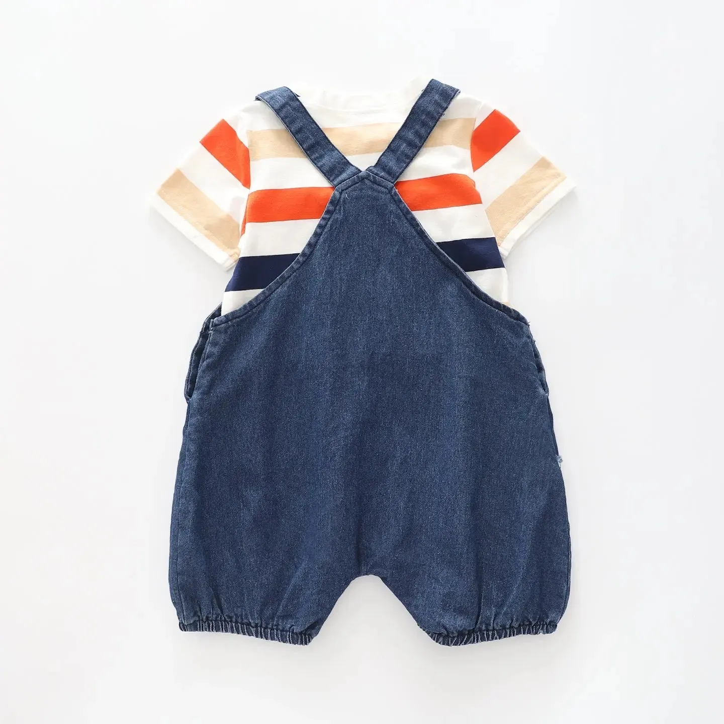 Infant and Toddler Boys Denim Dino Overalls 2 Piece Set