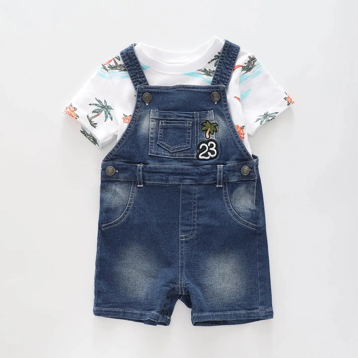 Infant and Toddler Boys Island Overalls 2 Piece Set