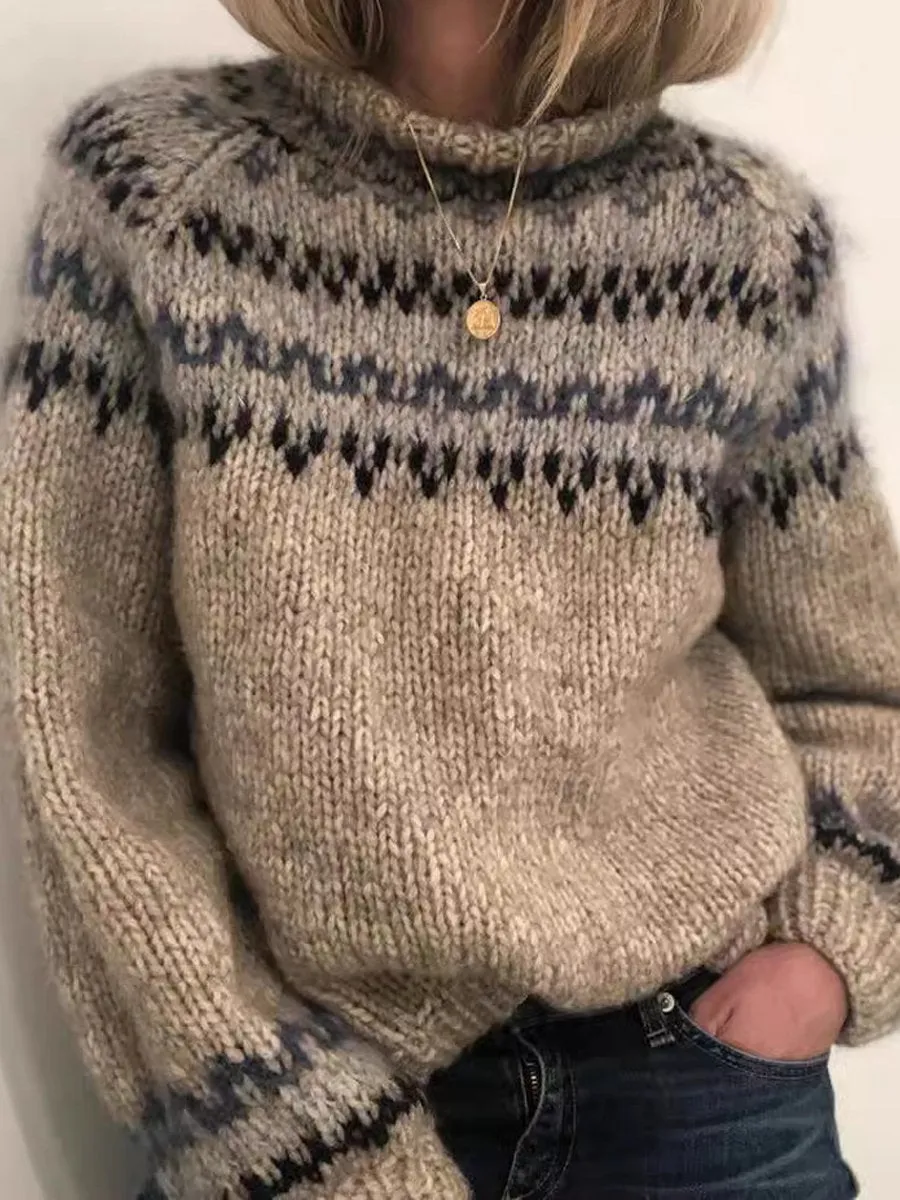 Jacquard Half Turtleneck Sweater