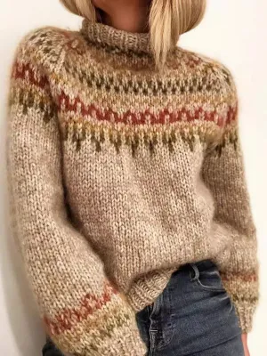 Jacquard Half Turtleneck Sweater