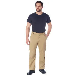 Khaki - Tactical Vintage Paratrooper BDU Pants Fatigues - Heavyweight Poly/Cotton - Zipper Fly