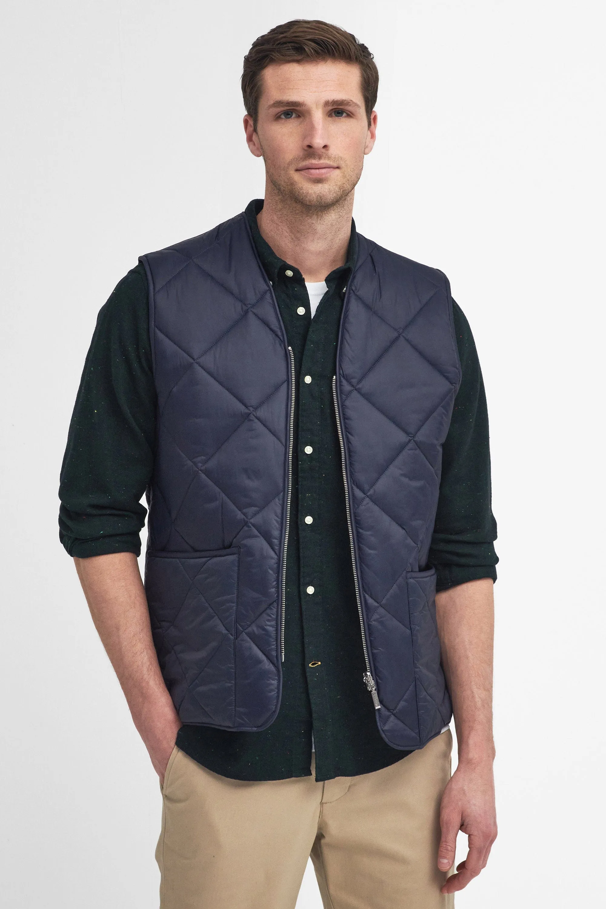 Large Box Quilted Liner - Navy