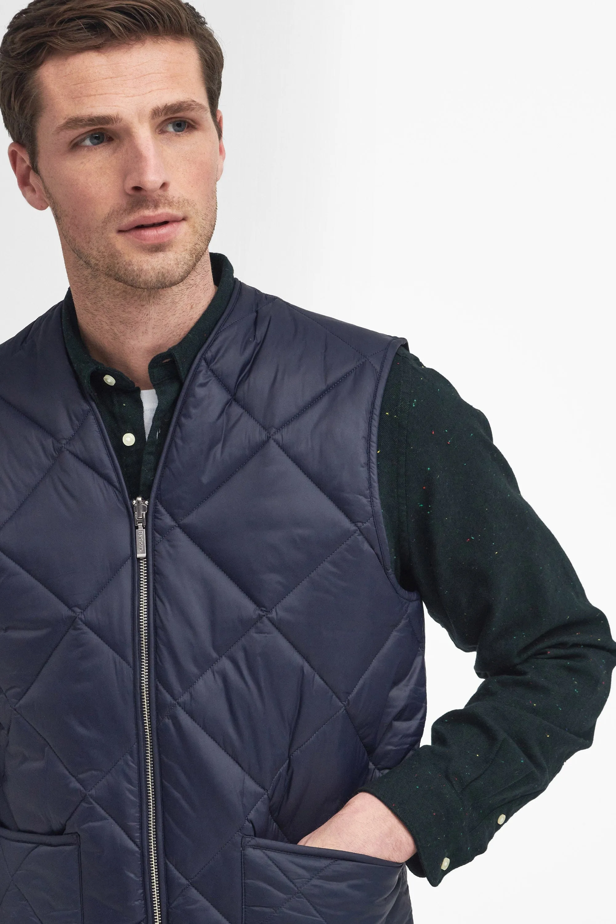 Large Box Quilted Liner - Navy