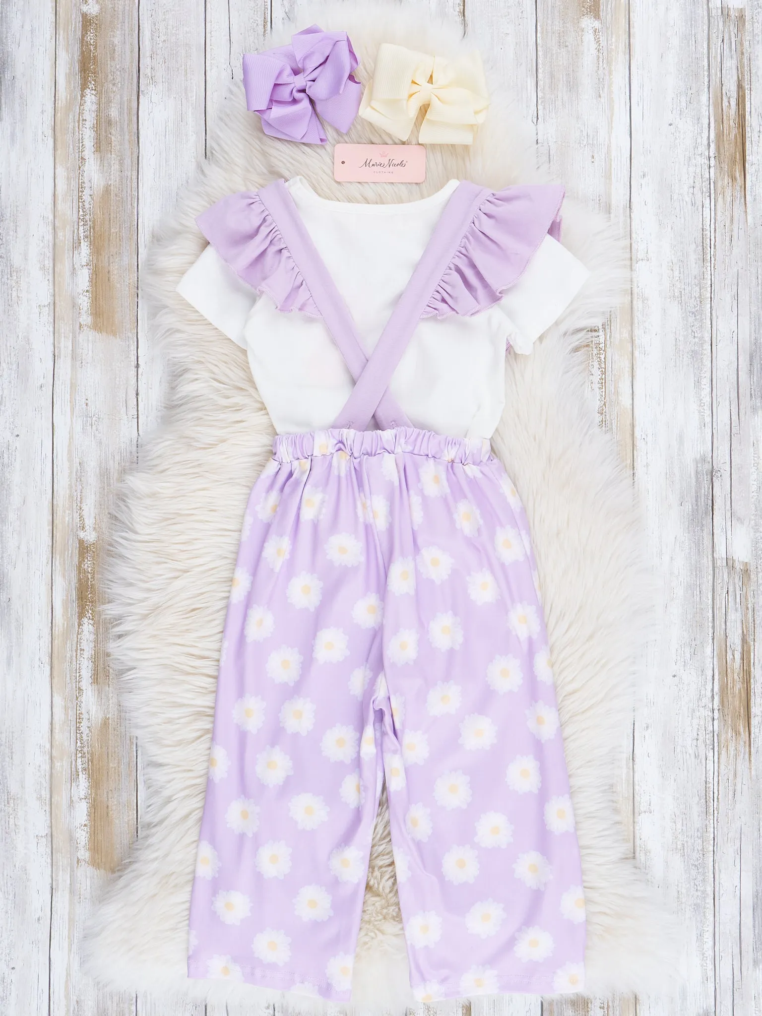 Lilac Daisies Overalls Set