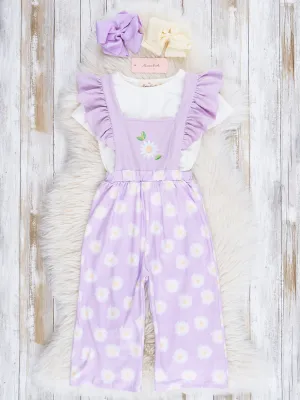 Lilac Daisies Overalls Set