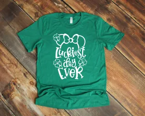 Luckiest Day Ever - St. Patrick's Day Minnie Mouse T Shirt- Disney Shamrock Clover Shirt- Lucky Minnie Shirt
