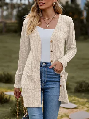 LVSANW Button Solid Color Long Sleeved New Striped Women's Top Dating Versatile Fashion High Street Autumn Coat