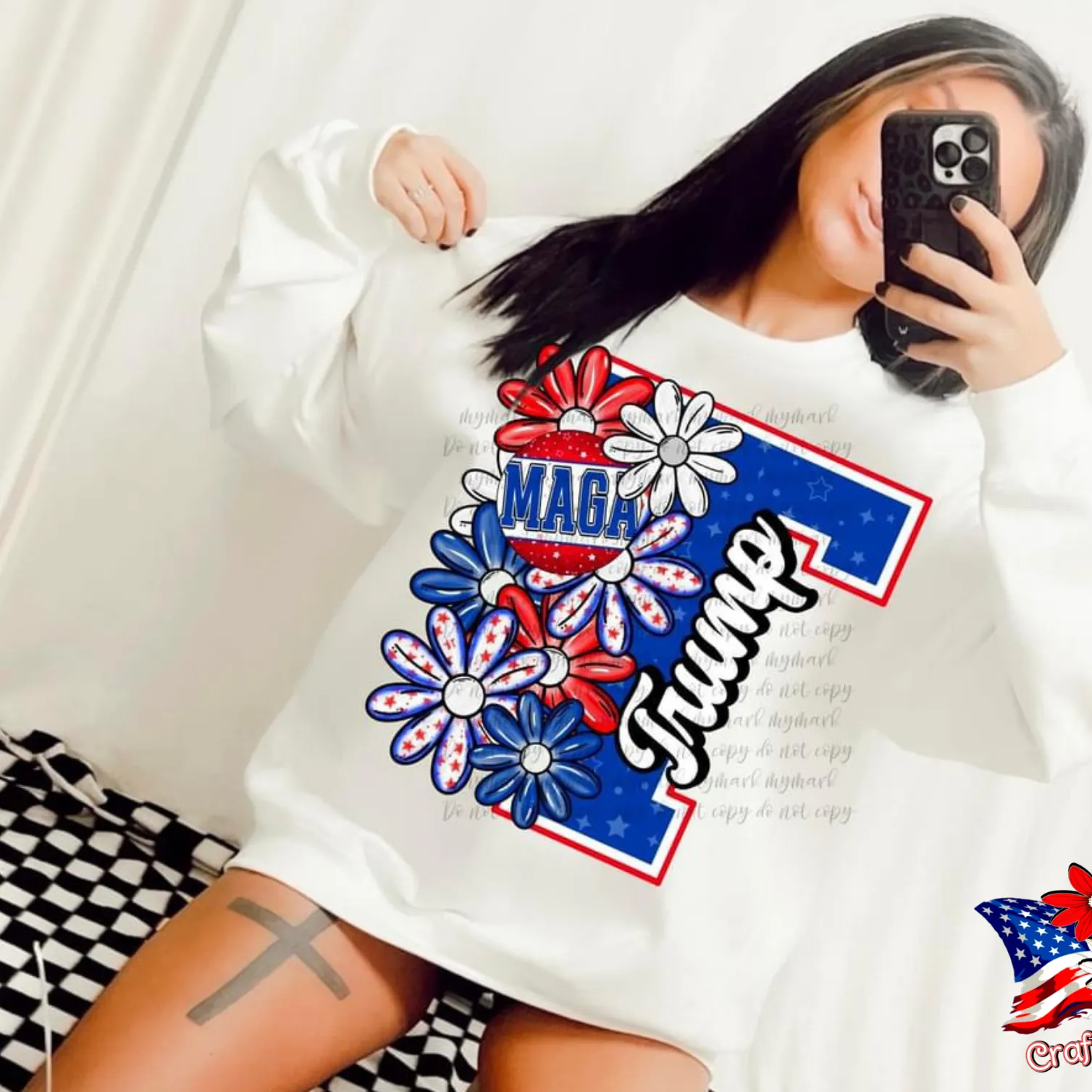 MAGA Trump Floral Crewneck
