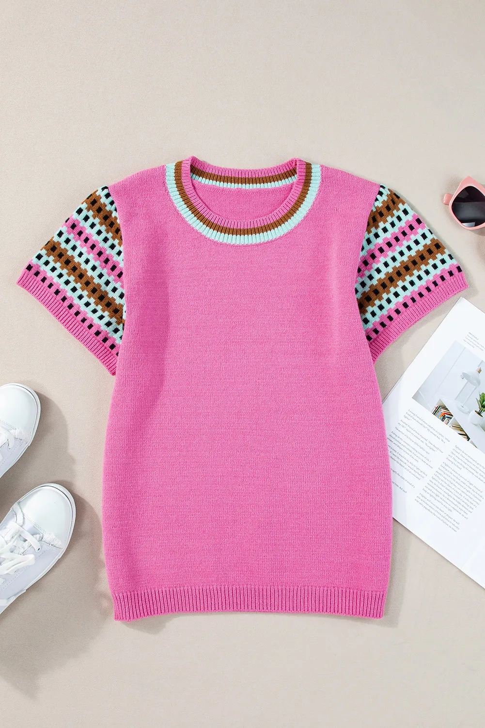 Marina Cap Sleeves Crewneck Sweater