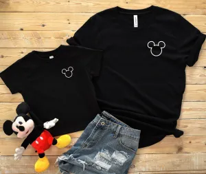 Matching Pocket Size Mickey Mouse Head Outline - Family - Daddy or Mommy and Me - Adult Infant Toddler Youth Disney Shirts