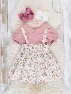 Mauve Dainty Florals Overalls Set