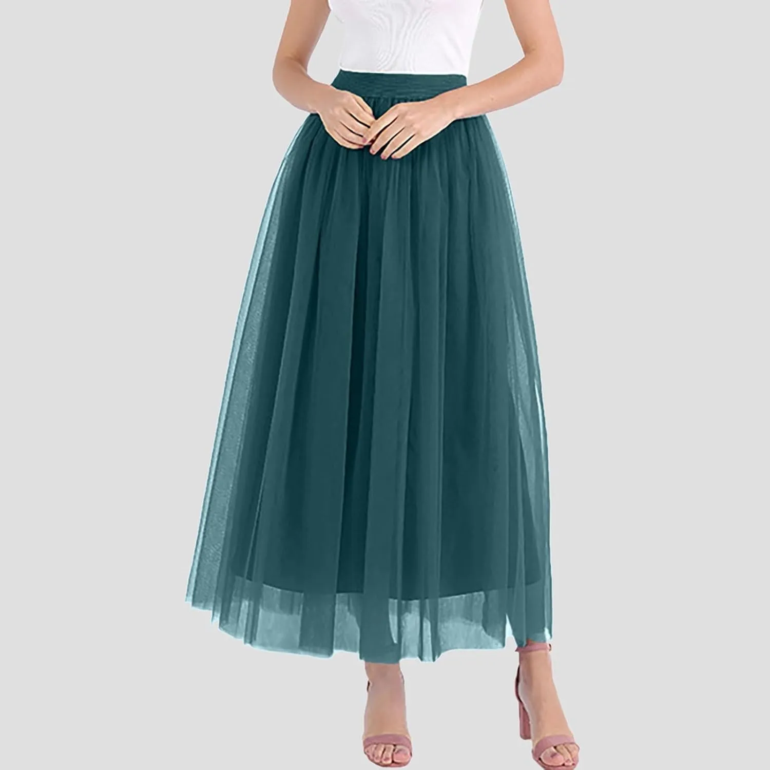 Maxi Skirt Women Tiered Layered Mesh Ballet Prom Party Tulle Tutu A Line Midi Skirt